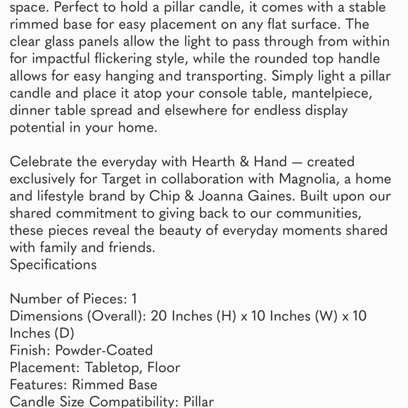 Metal Lantern Black - Hearth & Hand™ with Magnolia - Picture 4 of 4